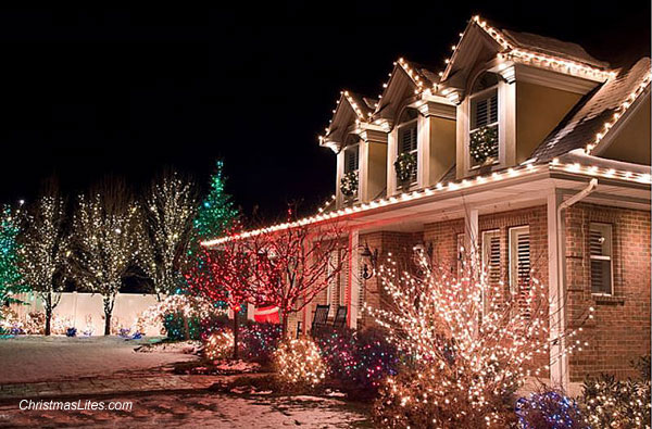 Houses Decorated with Christmas Lights