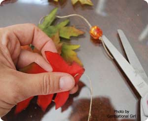 putting string through leaves