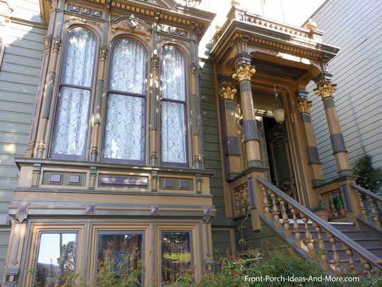 gilded front porch columns in San Francisco