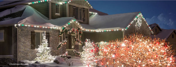 Houses Decorated with Christmas Lights