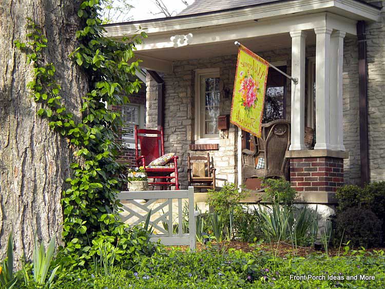 Lovely flag on this stone porch