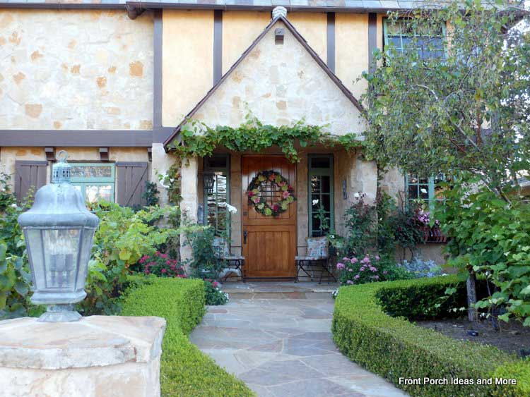 Beautiful wreath on front door of this amazing home