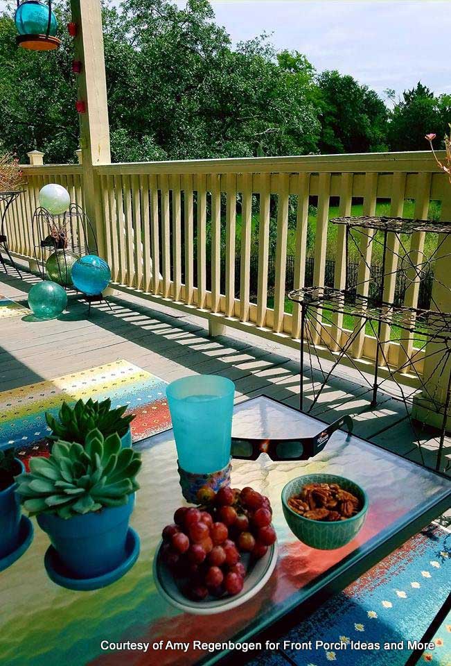 Amy's wonderful porch on day of eclipse