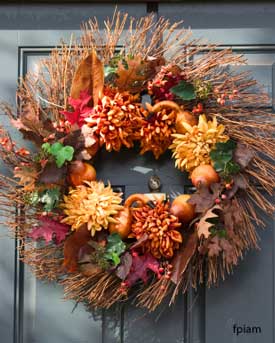 Fall wreath on front door