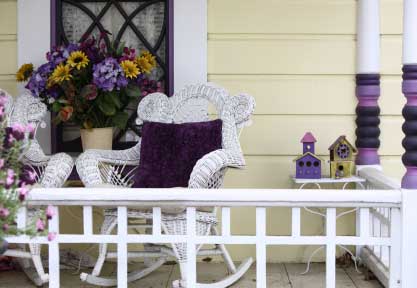 Colorful porch rocker cushions