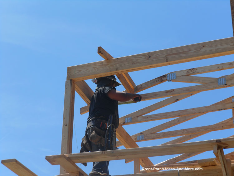 position the porch roof trusses